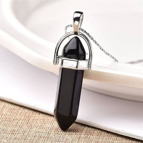 Natural Hexagon Stone Crystal Pendant Mineral Quartz Pendant Handmade - Picture 5 of 6